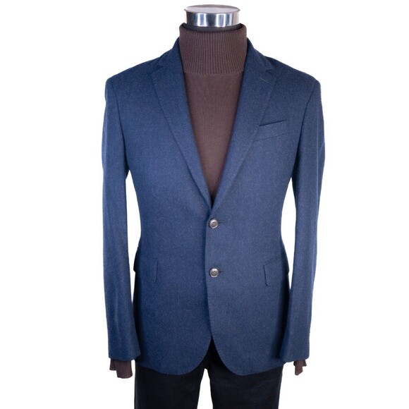 Tommy Hilfiger Mens Blazer Jacket Size 36 Navy Blue Solid Wool Sport Coat 2-Bttn - Picture 2 of 13